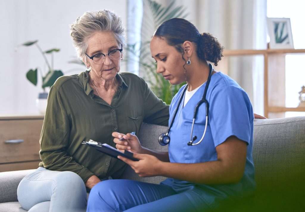 Cheap Insurance Health healthcare retirement and documents with a nurse and woman in consultation over treatment in a hom 1024x710 - Cheap Insurance Health