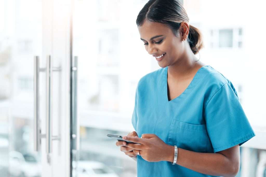 Short Term Health Insurance phone nurse and healthcare woman typing online for advice on life insurance and health website wo 1024x683 - Short Term Health Insurance